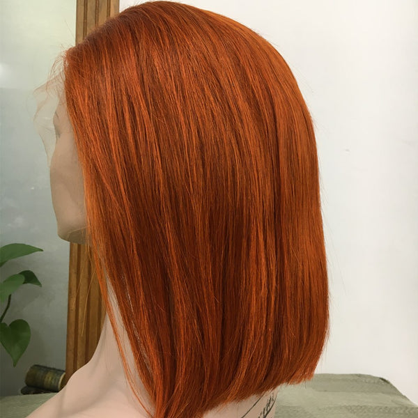 VIPWigs Ginger Color Silky Straight Bob Transparent Lace Front Wig ZH04