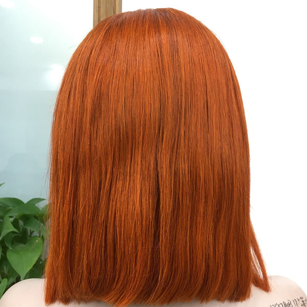 VIPWigs Ginger Color Silky Straight Bob Transparent Lace Front Wig ZH04