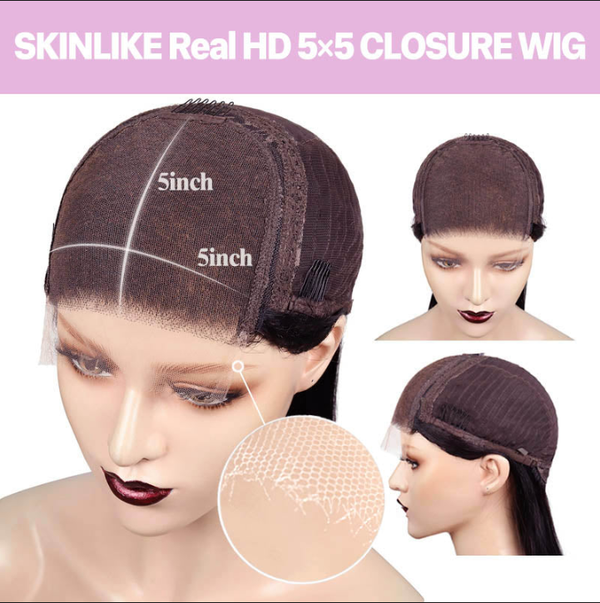 VIPWigs 5x5 Skinlike HD Lace Closure Wig Deep Wave Glueless Style CW025