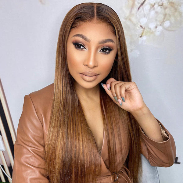 VIPWigs SKINLIKE HD Lace Frontal Wig Highlight Color Straight Hair LFW105