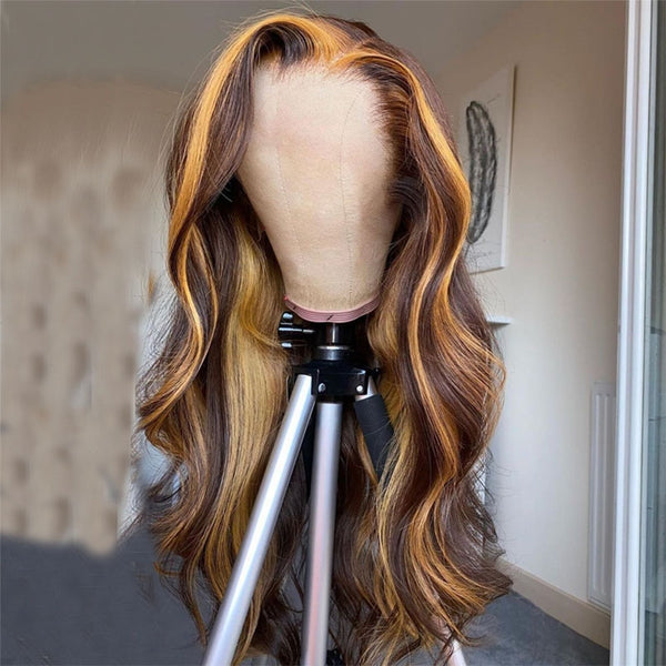 VIPWigs Skinlike HD Lace Highlight Color Body Wave Lace Front Wig LFW155