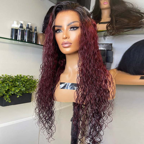 VIPWigs Lace Front Wig Ombre 99J Wet & Wavy Style LFW115