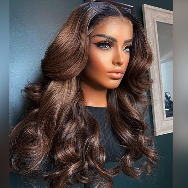 VIPWigs 13x6 Skinlike HD Lace Front Wig 1B/#30 Ombre Color Body Wave LFW142