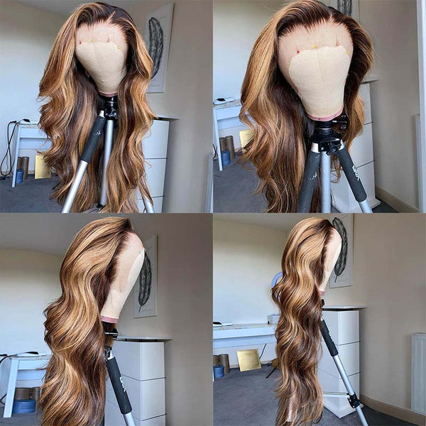 VIPWigs 13x4 Skinlike HD Lace Highlight Body Wave Lace Front Wig LFW200