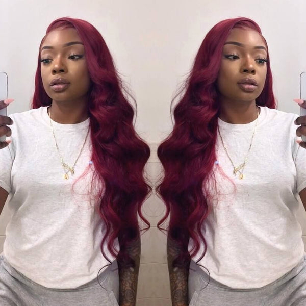VIPWigs Body Wave 99J Colored Burgundy 13x6 Lace Front Wig LFW100