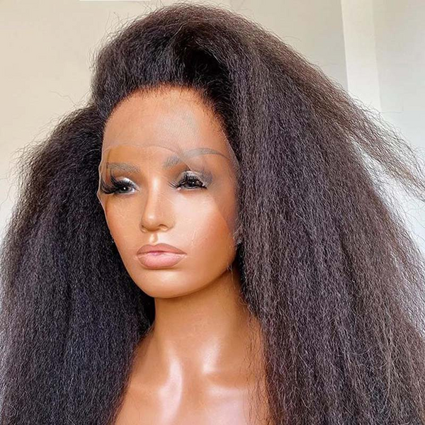 VIPWIGS 360 Lace Frontal Wig Kinky Straight Natural Color Pre-plucked Hair OLW004