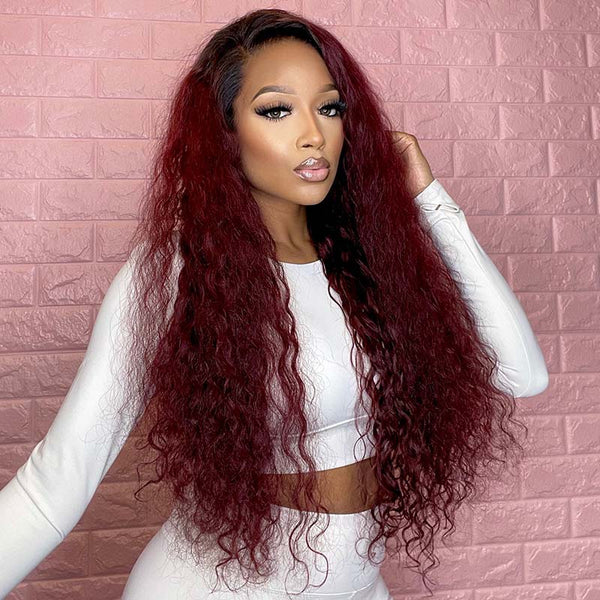 VIPWigs Lace Front Wig Ombre 99J Wet & Wavy Style LFW115
