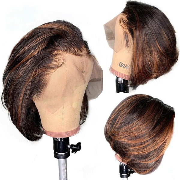 VIPWigs 1B/#30 Lace Front Wig Highlight Skinlike Real HD Lace BOB Wig LFW129