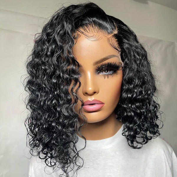 VIPWigs 13x4 Skinlike HD Lace Full Frontal Wig RLC Curly Bob Lace Front Wig LFW098