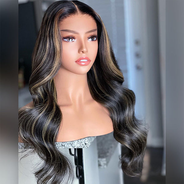 VIPWigs Skinlike HD Lace Highlight Color Body Wave Lace Front Wig LFW106