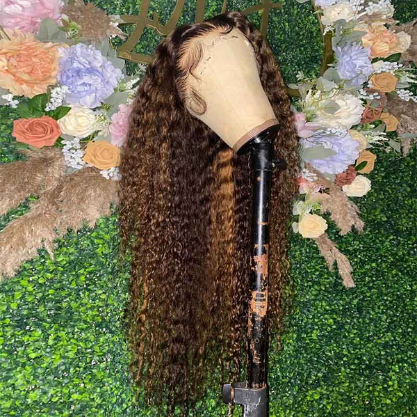VIPWigs Highlight Color Lace Front Wig Curly Hair LFW304