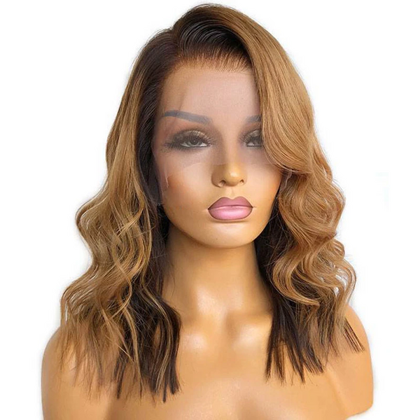 VIPWigs SKINLIKE HD Lace Bob Ombre Blonde Color Wave Curly Wig LFW180