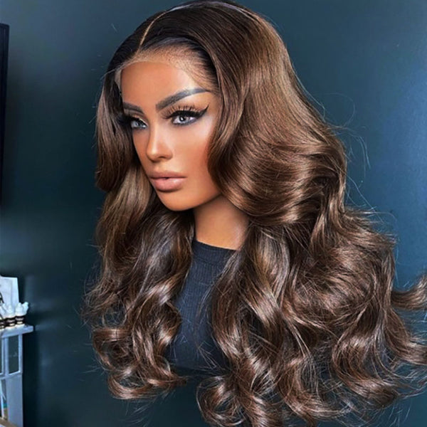 VIPWigs 13x6 Skinlike HD Lace Front Wig 1B/#30 Ombre Color Body Wave LFW142