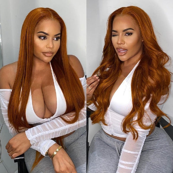 VIPWigs Orange Color Straight Lace Front Wig LFW153