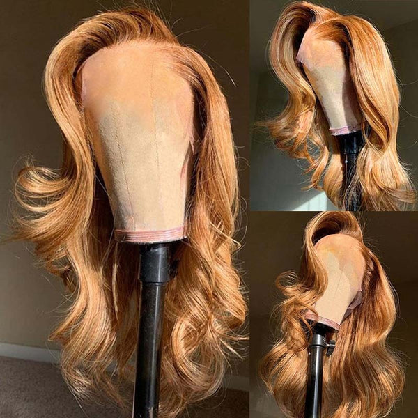 VIPWigs Skinlike HD Lace Front Wig Honey Blonde Color Wavy Style LFW158