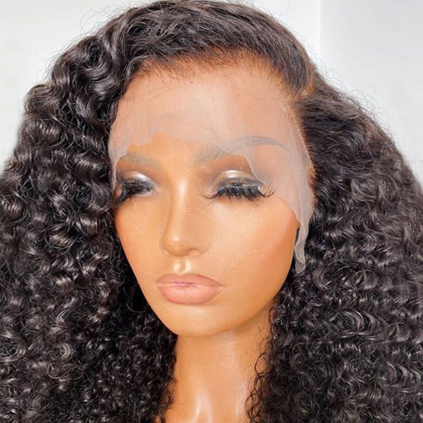 VIPWigs 13x6 Skinlike HD Lace Natural Black Deep Curly Lace Front Wig LFW166